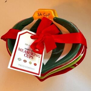 TWO'S COMPANY Holiday Measuring Cups Complete Set NWT